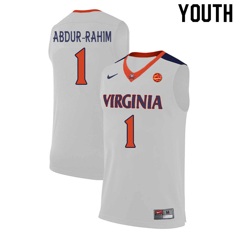 Youth #1 Jabri Abdur-Rahim Virginia Cavaliers College Basketball Jerseys Sale-White - Click Image to Close
